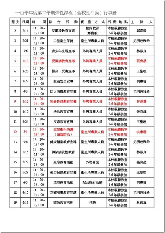 101_澳花國小_一-1_100學年度第二學期彈性課程宣導-1