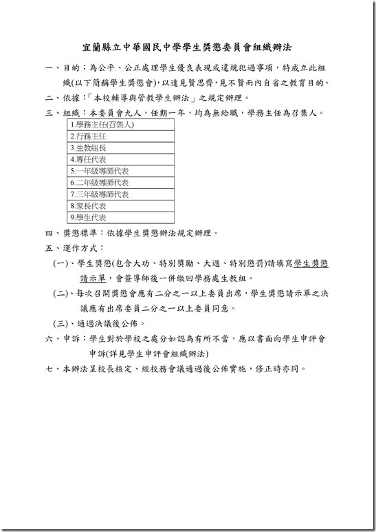Microsoft Word - 中華國中學生獎懲委員會實施要點