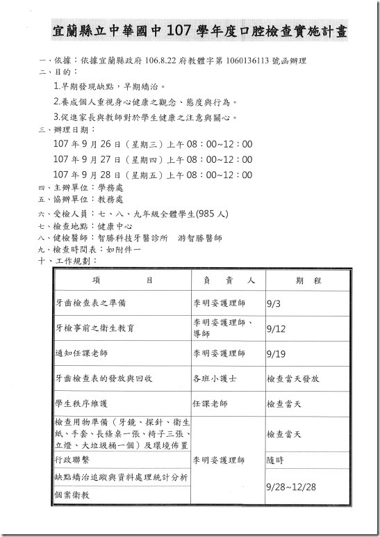 107年口腔檢查計畫 - 1