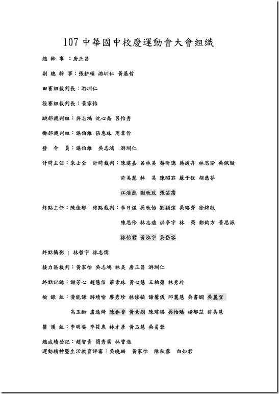 Microsoft Word - 107學年校運會競賽規程0002