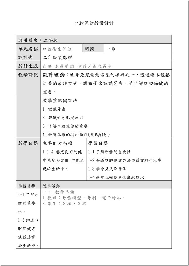 Microsoft Word - 2361_牙齒保健100-1二年級 _1_.doc