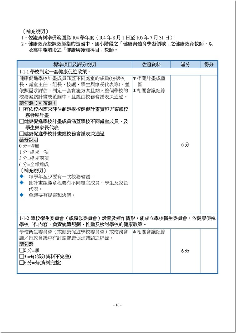 Microsoft Word - 104健康促進學校線上考評自評表.docx0001