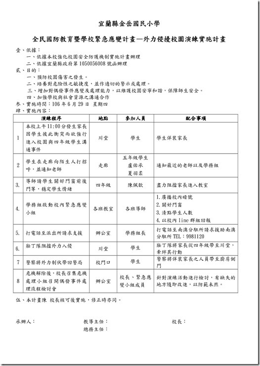 106年度外力入侵演練計畫
