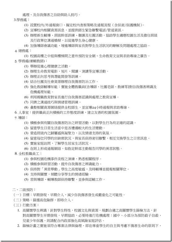 宜蘭縣立金岳國民小學推動校園學生自我傷害三級預防工作計畫-附件2