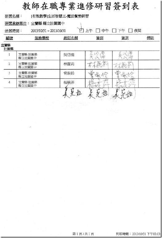 魔法餐墊 簽到表