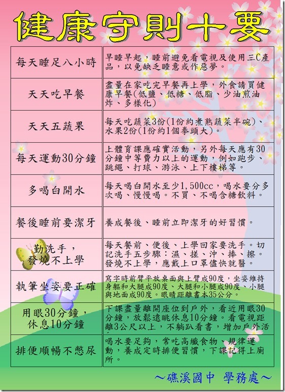 健康守則十要