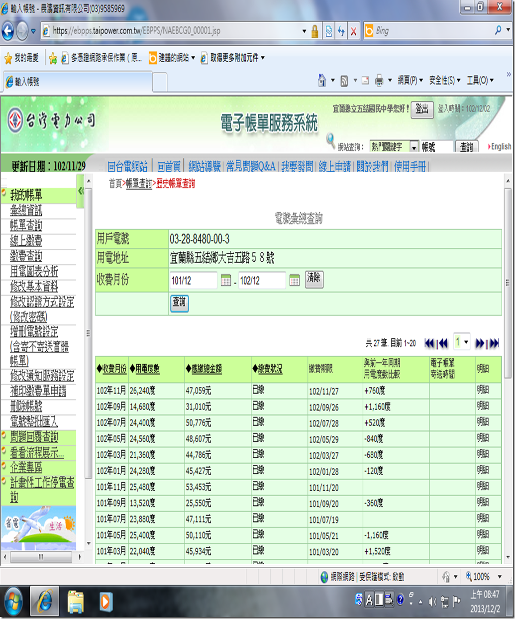 電費單月