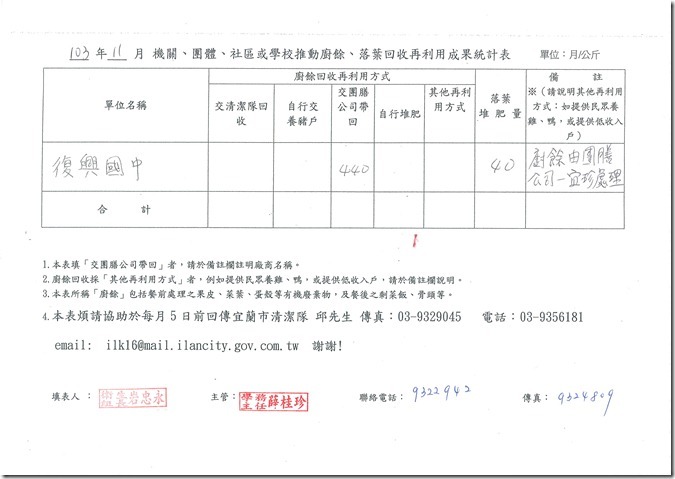 廚餘落葉回收表1