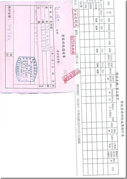 10月資源回收統計表