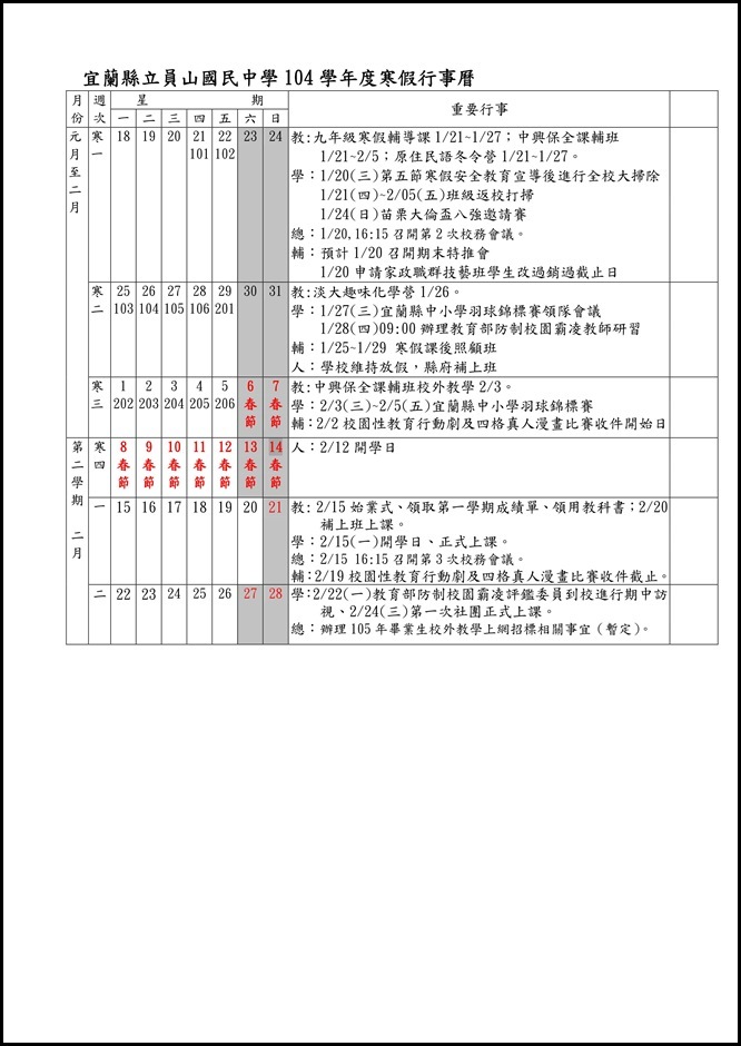 宜蘭縣立員山國民中學一Ｏ四學年度第三次主管會報資料.14