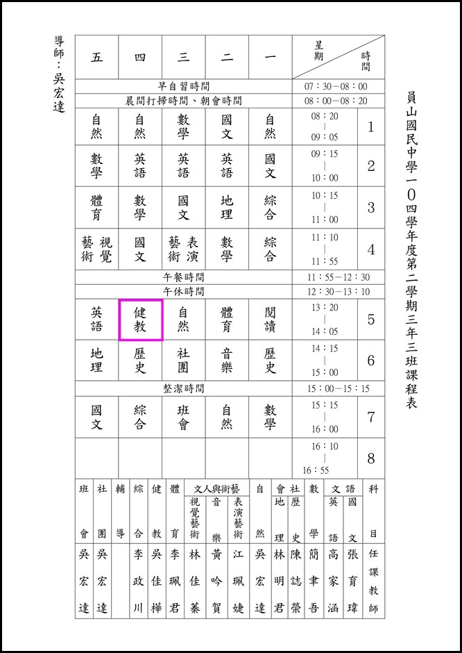 104學年度下學期班級課表.16