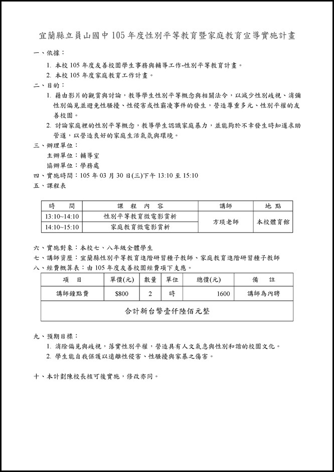 Microsoft Word - 1050330家庭教育暨性別平等教育宣導計畫.docx