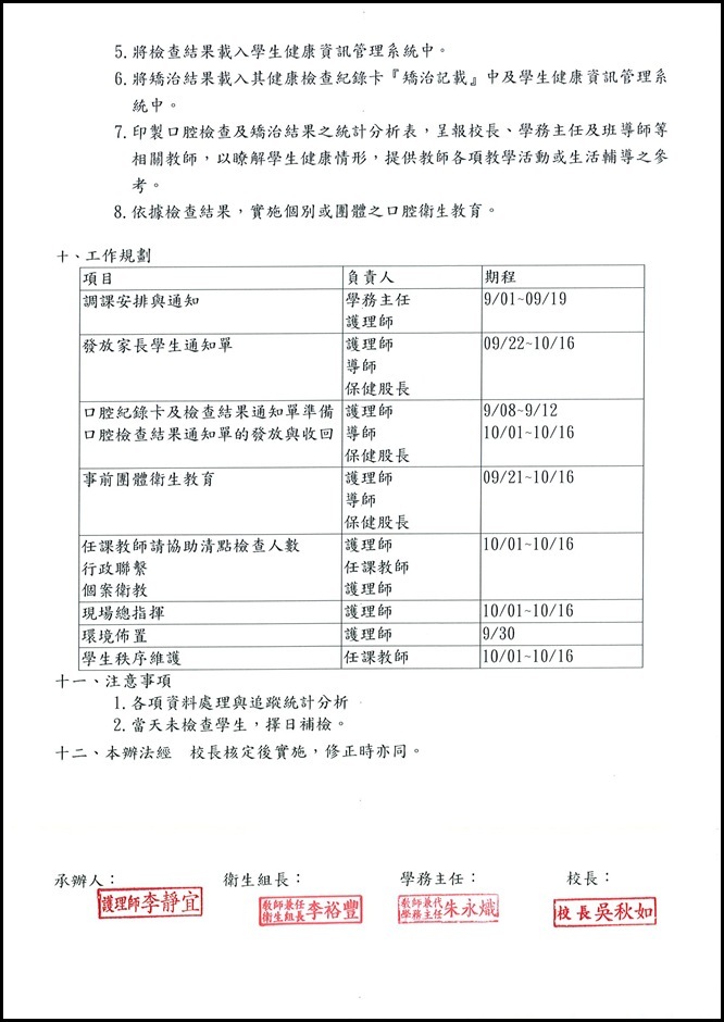 104學年度新生口腔檢查計劃 - 2