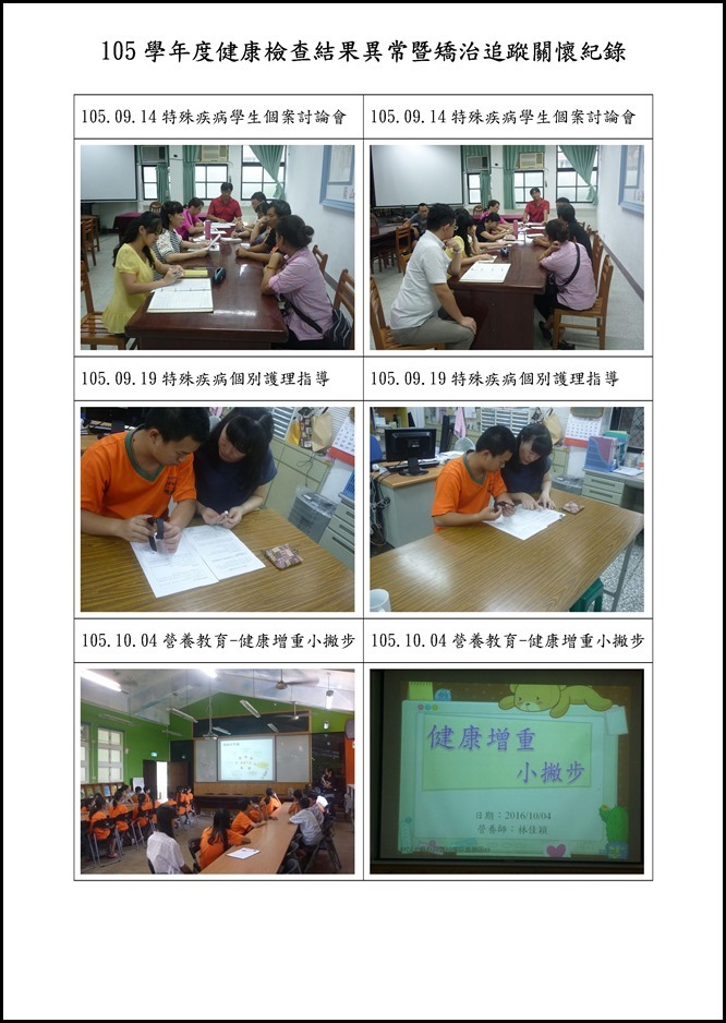 Microsoft Word - 105學年度健康檢查結果異常暨矯治追蹤關懷紀錄1