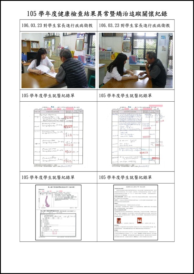 Microsoft Word - 105學年度健康檢查結果異常暨矯治追蹤關懷紀錄10003