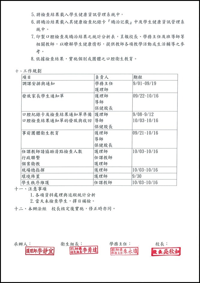 105學年度新生口腔檢查計畫 - 2