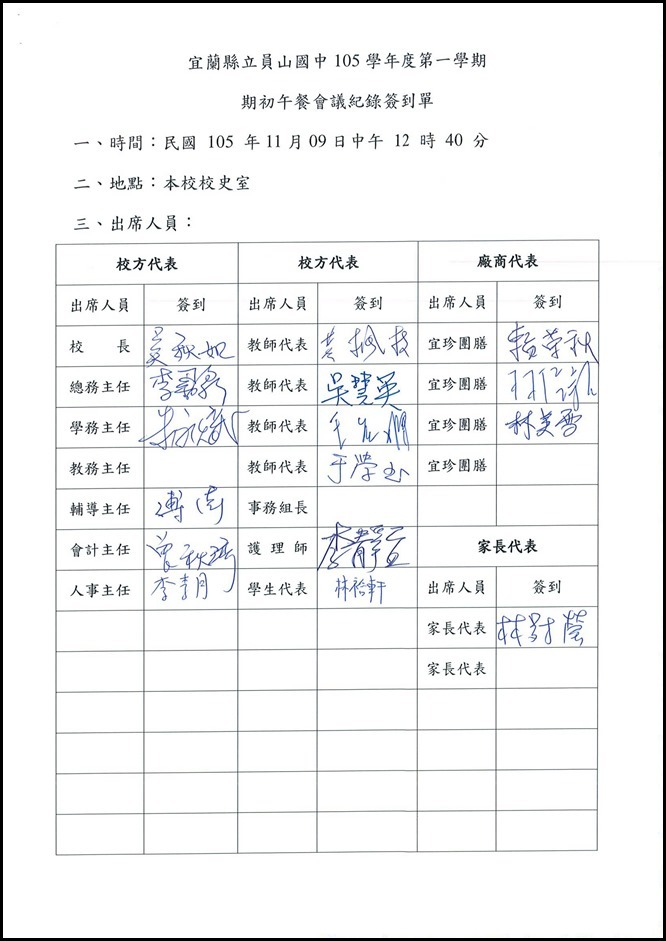 105學年度第一學期期初午餐會議2