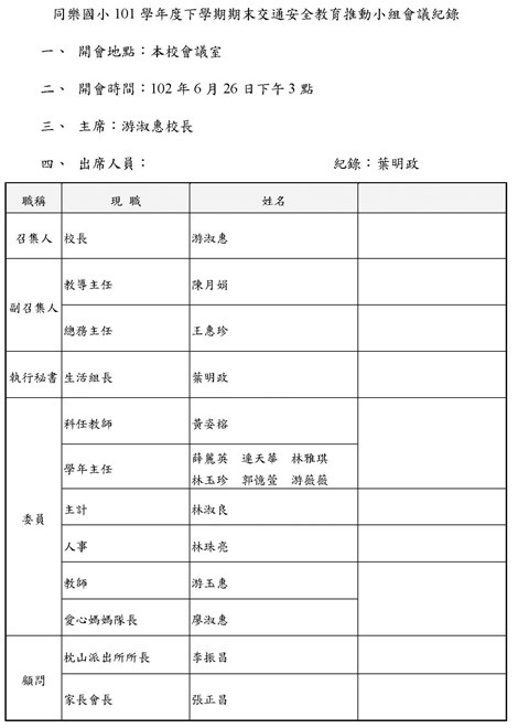 101下期末-同樂國小交通安全教育推動小組會議紀錄1020626_頁面_1